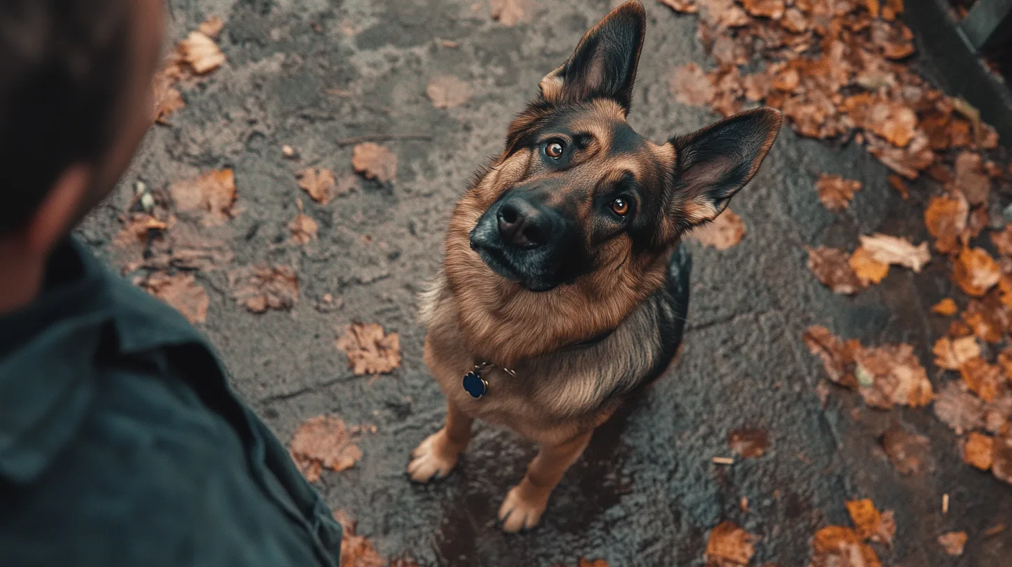 Un Berger Allemand attentif regarde son maître, attendant un ordre
