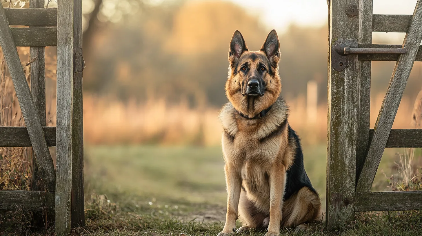 Un berger allemand qui garde une maison et assure sa protection
