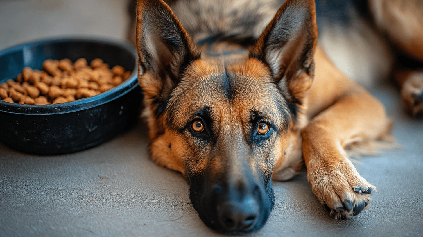 Un berger allemand malade qui vomit