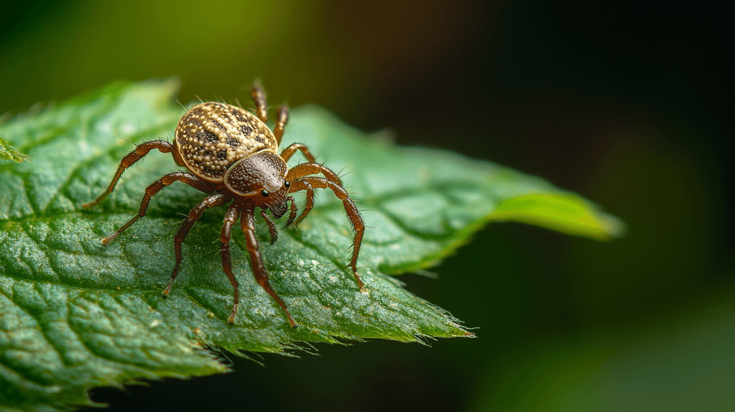 une tique sur une feuille de plante